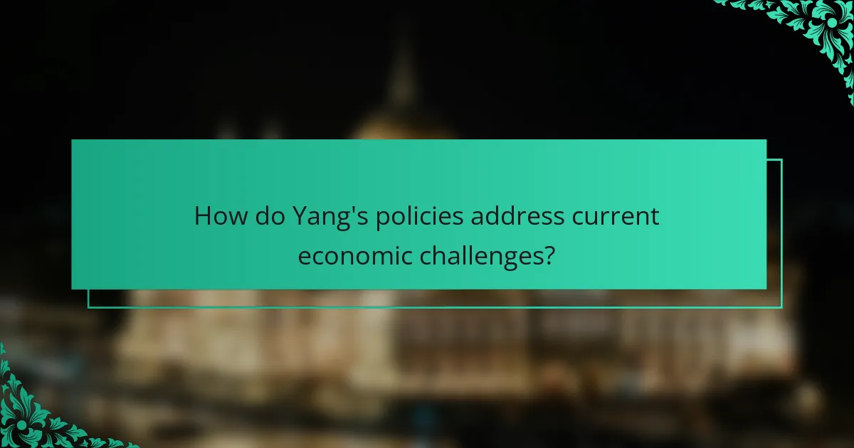 How do Yang's policies address current economic challenges?